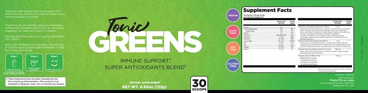 Tonic Greens Ingredients